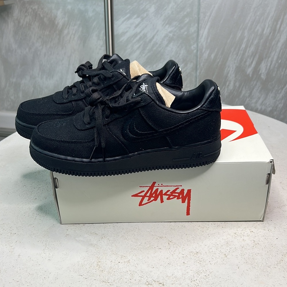 Air Force 1 Low Stussy size 8.5  fits 10 triple black New With Tags